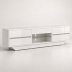 Meuble TV Blanc Laqué Led - Olav | Design & Rangement Optimisé