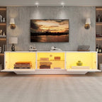 Meuble TV Blanc Laqué Led - Olav | Design & Rangement Optimisé
