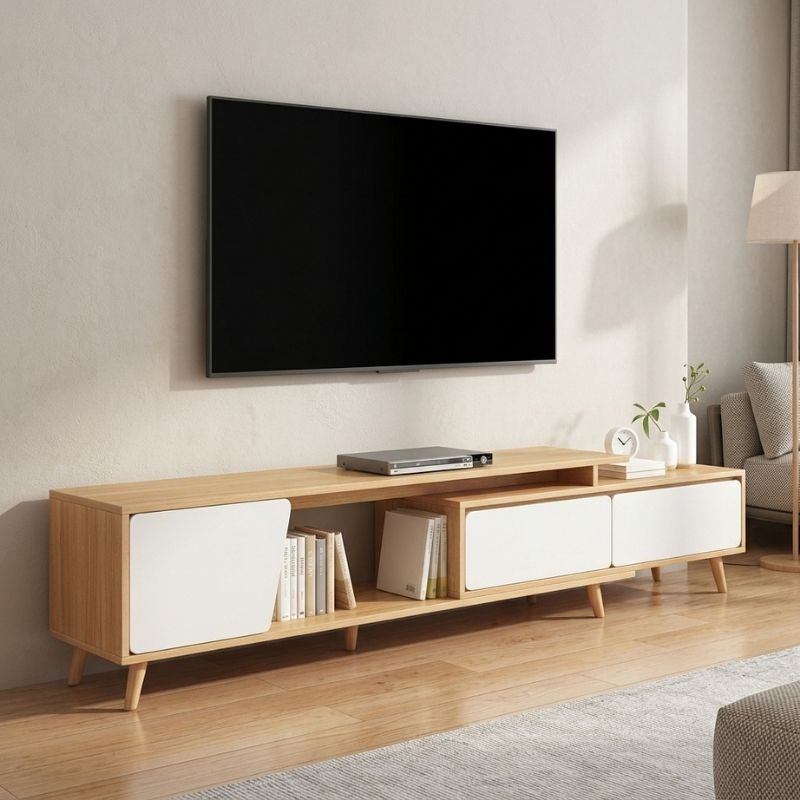 Meuble Tv Blanc Moderne - Jonas | Rangement Malin et Éxtensible