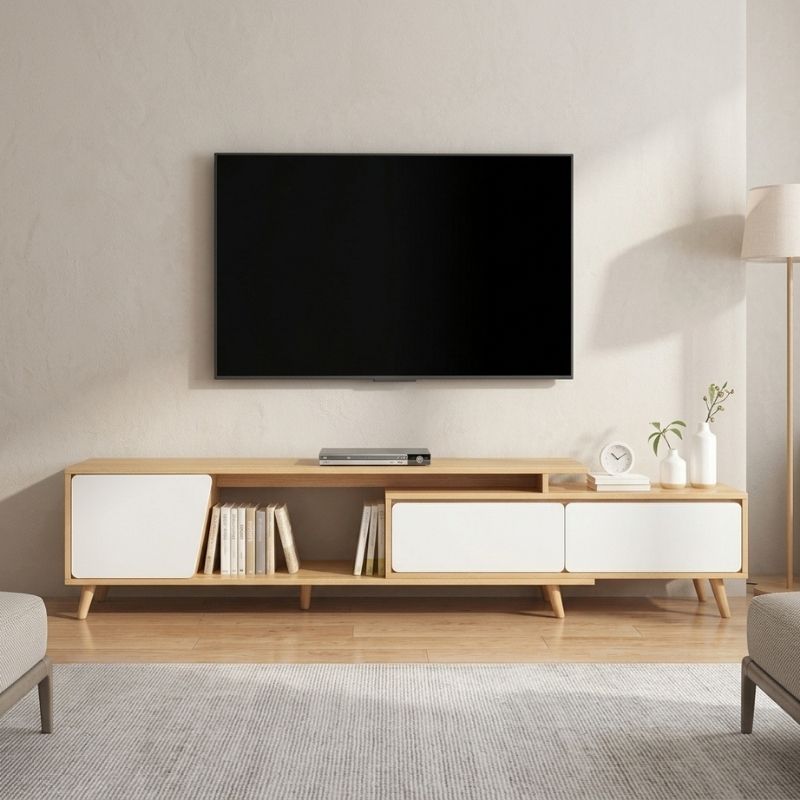 Meuble Tv Blanc Moderne - Jonas | Rangement Malin et Éxtensible