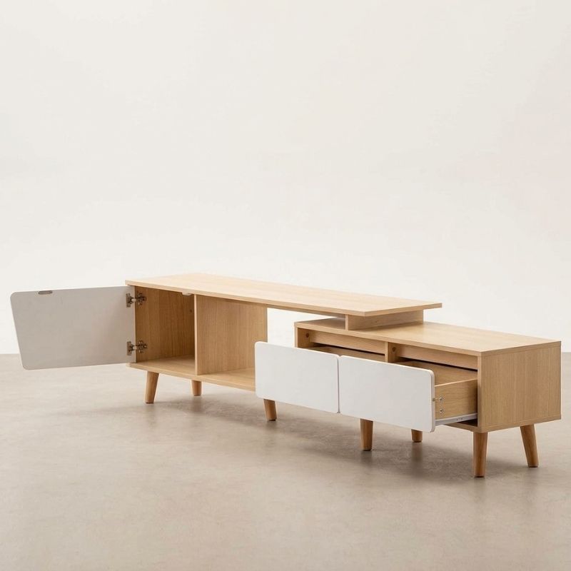 Meuble Tv Blanc Moderne - Jonas | Rangement Malin et Éxtensible