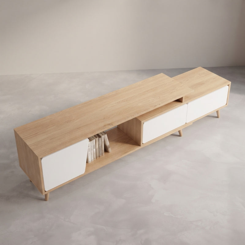 Meuble Tv Blanc Moderne - Jonas | Rangement Malin et Éxtensible