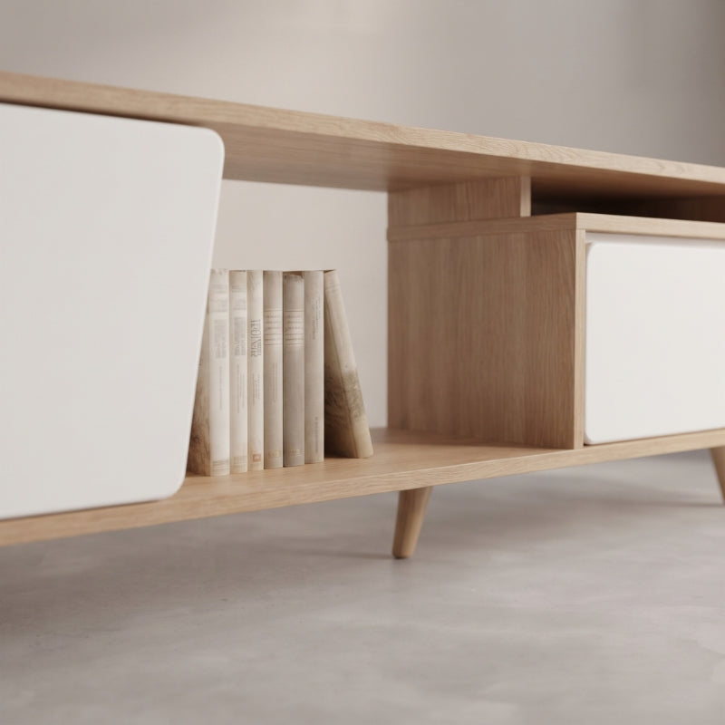 Meuble Tv Blanc Moderne - Jonas | Rangement Malin et Éxtensible