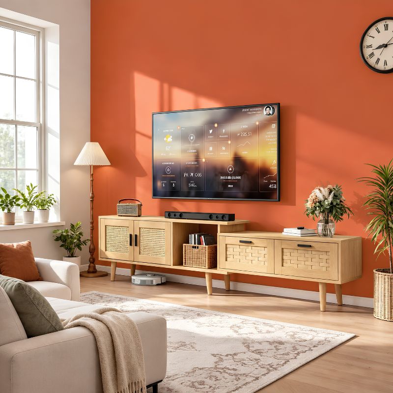 Meuble TV Bois et Rotin - Filip | Style Moderne pour Votre Salon