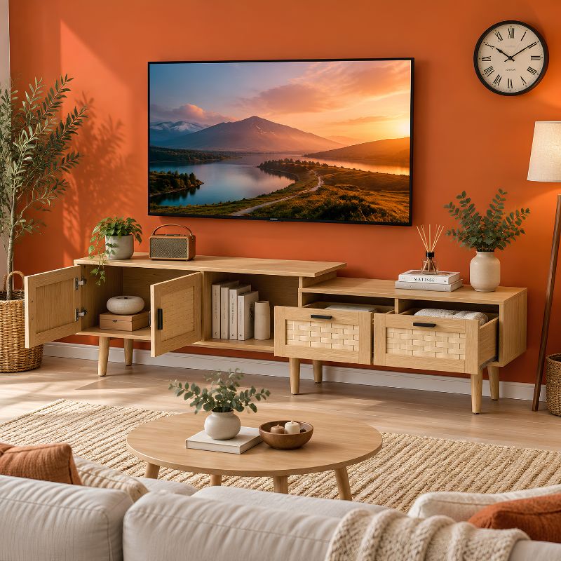Meuble TV Bois et Rotin - Filip | Style Moderne pour Votre Salon
