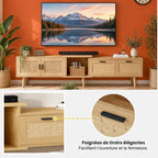Meuble TV Bois et Rotin - Filip | Style Moderne pour Votre Salon
