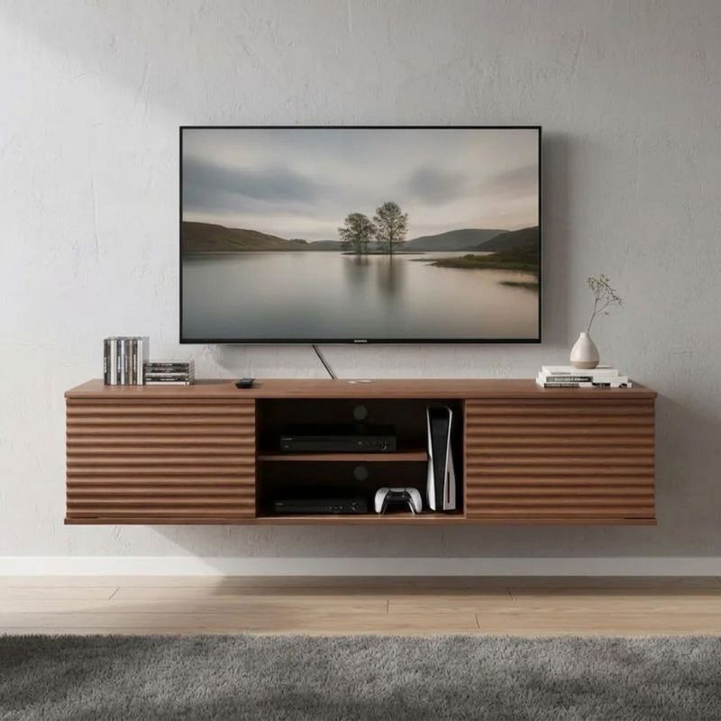 Meuble Tv Design Suspendu - Halvor | Noyer Massif