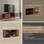 Meuble Tv Design Suspendu - Halvor | Noyer Massif