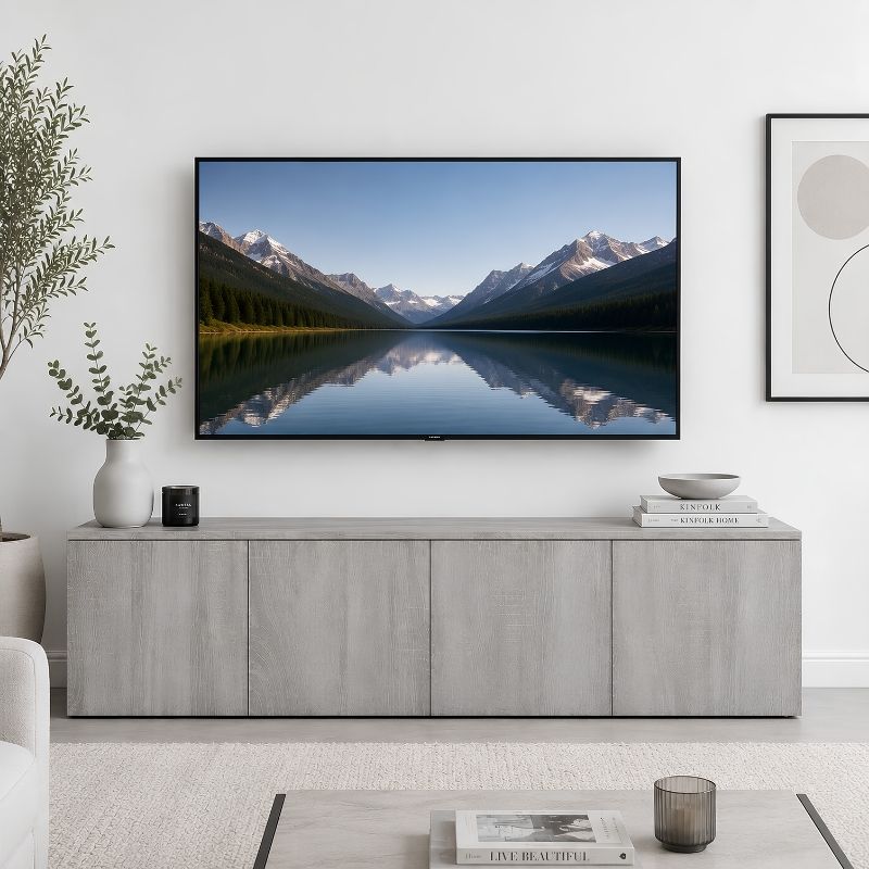Meuble TV en Bois Gris - Sander | Design & Rangement Optimisé