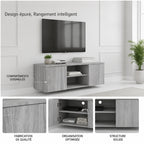 Meuble TV en Bois Gris - Sander | Design & Rangement Optimisé