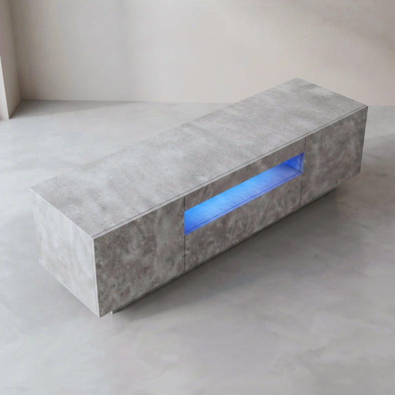 Meuble Tv Gris Béton - Benjamin | Chic, Robuste avec Led