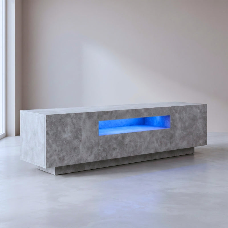 Meuble Tv Gris Béton - Benjamin | Chic, Robuste avec Led