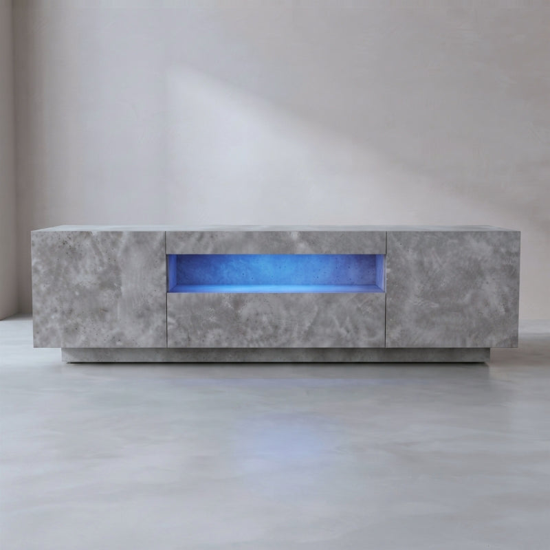 Meuble Tv Gris Béton - Benjamin | Chic, Robuste avec Led