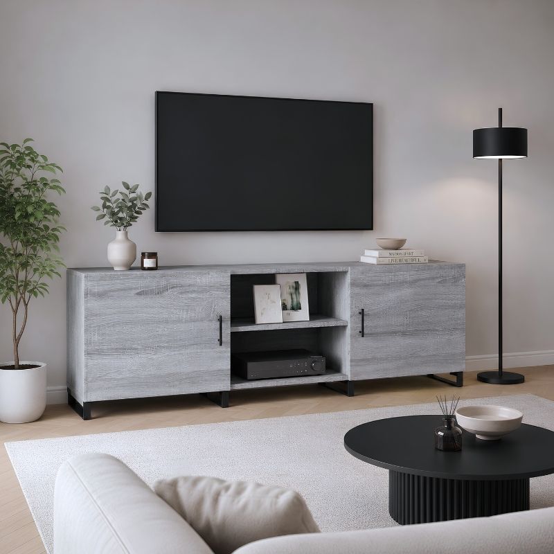 Meuble TV Gris Clair - Erling | Design & Rangement Optimisé