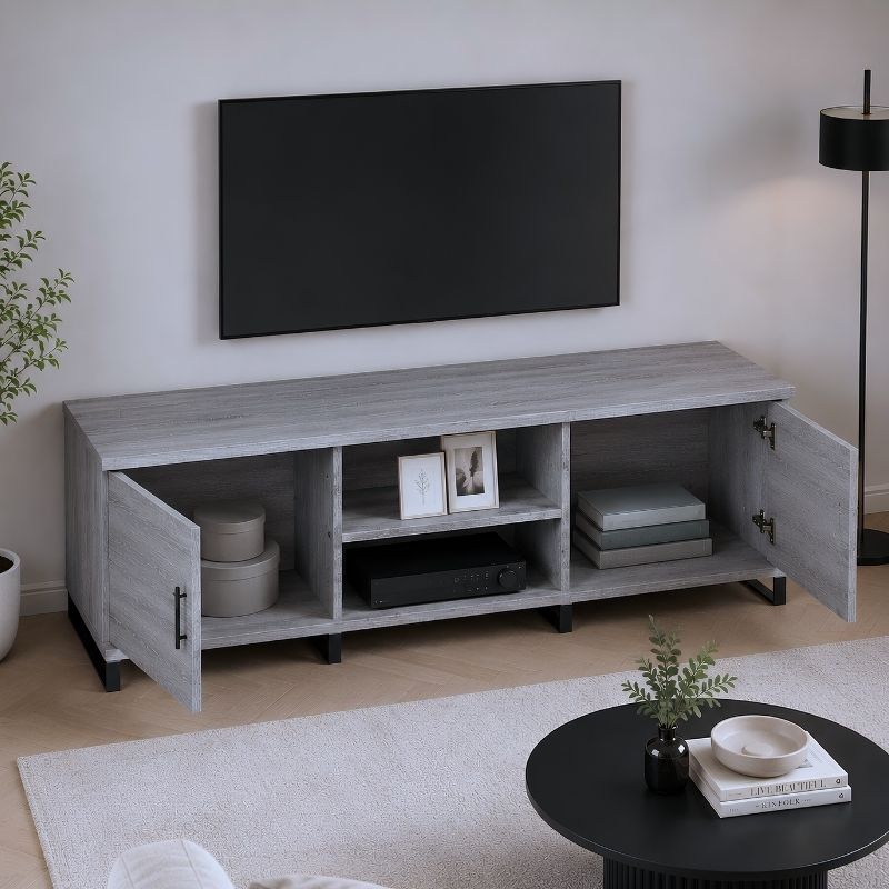 Meuble TV Gris Clair - Erling | Design & Rangement Optimisé