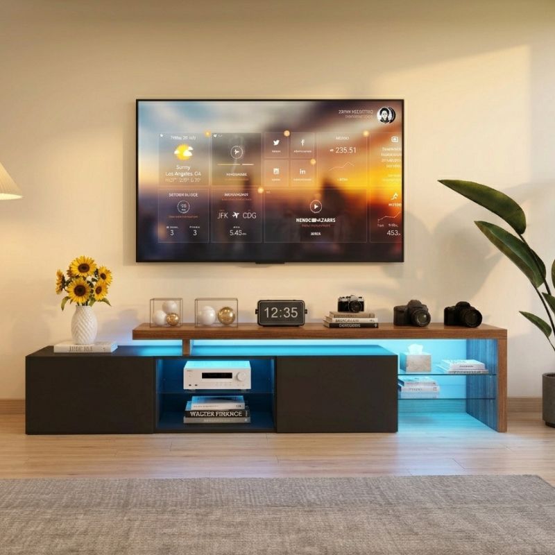 Meuble Tv Led en Bois - Ivar | Style Moderne pour Votre Salon