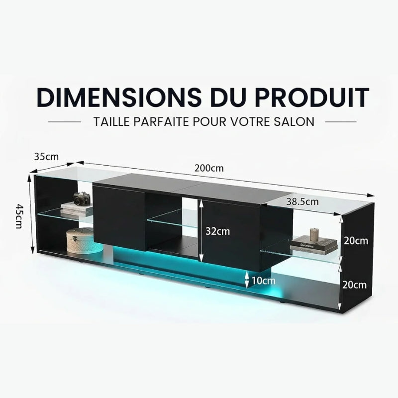 Meuble TV LED Noir - Knut | Élégance et Praticité