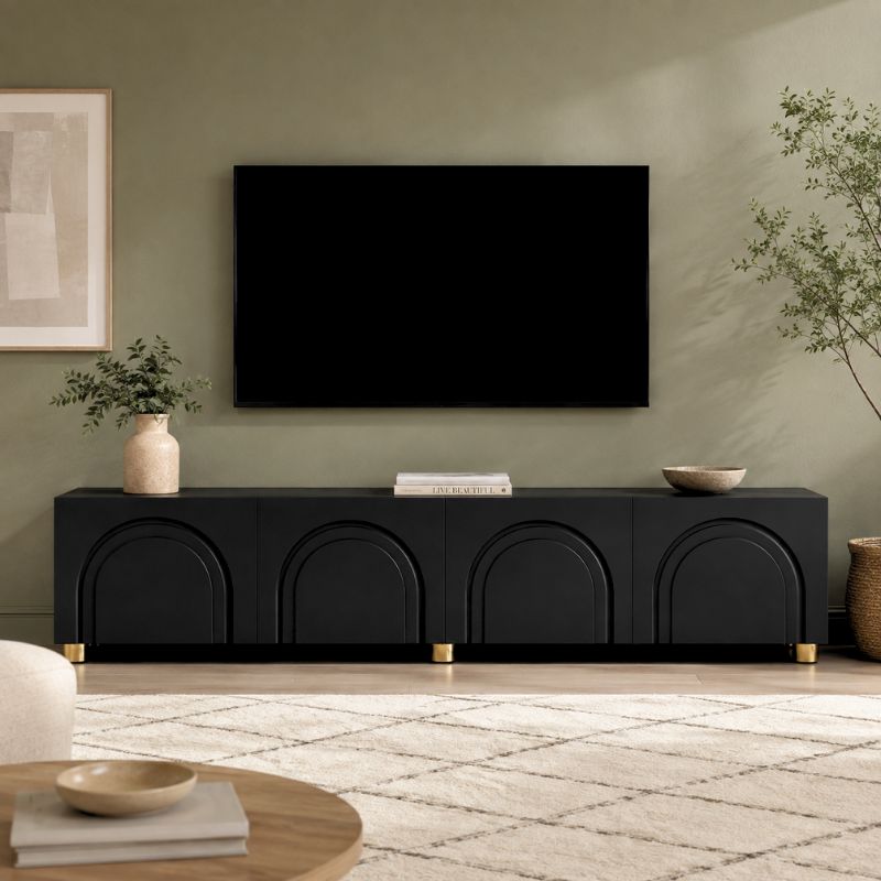 Meuble TV Noir 180 cm - Johan | Élégance et Praticité