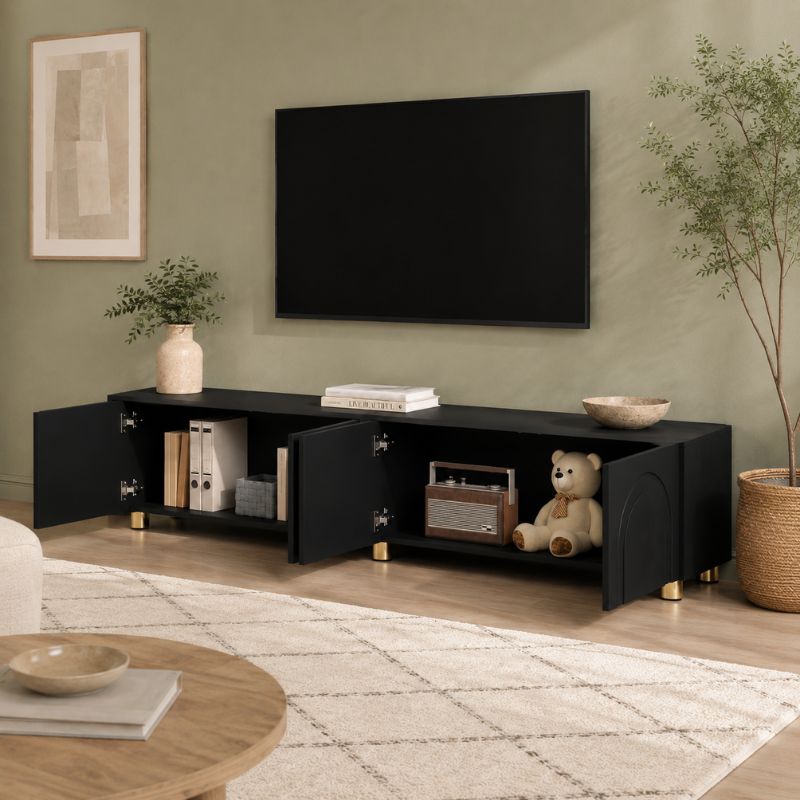 Meuble TV Noir 180 cm - Johan | Élégance et Praticité