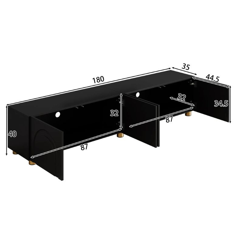 Meuble TV Noir 180 cm - Johan | Élégance et Praticité