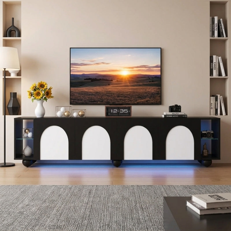 Meuble TV Noir et Blanc - Gunnar | Chic, Robuste et Fonctionnel