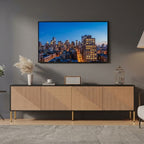 Meuble TV Noir et Bois 180 cm - Nikolaj | Le Meuble qui Sublime Votre Salon