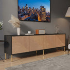 Meuble TV Noir et Bois 180 cm - Nikolaj | Le Meuble qui Sublime Votre Salon