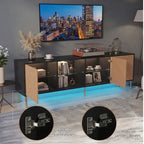 Meuble TV Noir et Bois 180 cm - Nikolaj | Le Meuble qui Sublime Votre Salon