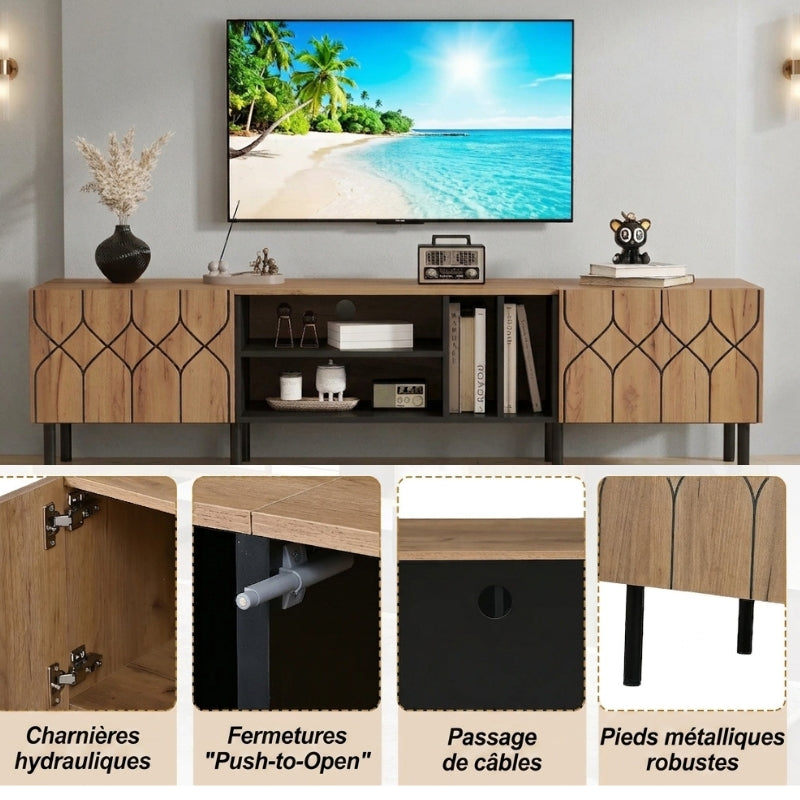 Meuble Tv Style Scandinave - Arne | 2 Portes et 4 Niches