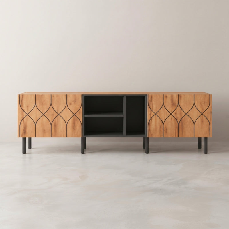 Meuble Tv Style Scandinave - Arne | 2 Portes et 4 Niches