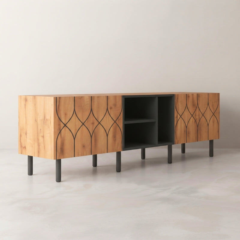 Meuble Tv Style Scandinave - Arne | 2 Portes et 4 Niches