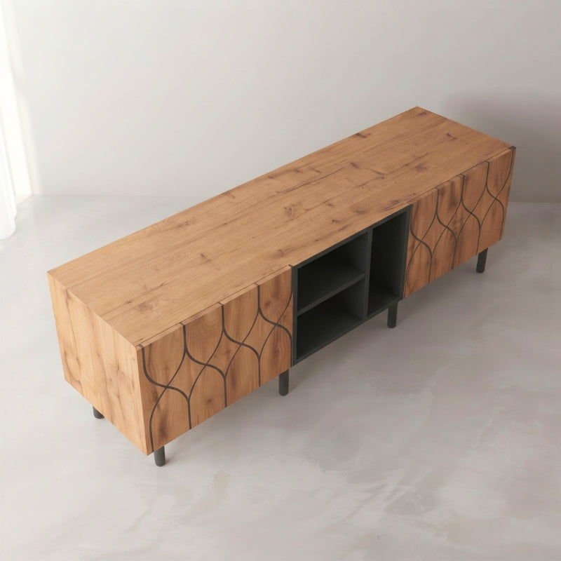 Meuble Tv Style Scandinave - Arne | 2 Portes et 4 Niches