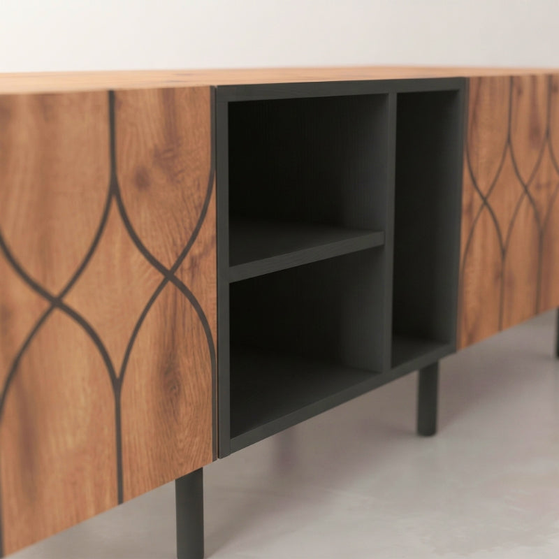 Meuble Tv Style Scandinave - Arne | 2 Portes et 4 Niches
