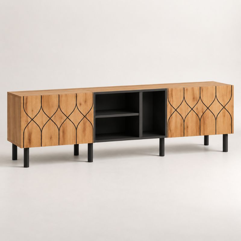 Meuble TV Style Scandinave - Arne | 2 Portes et 4 Niches