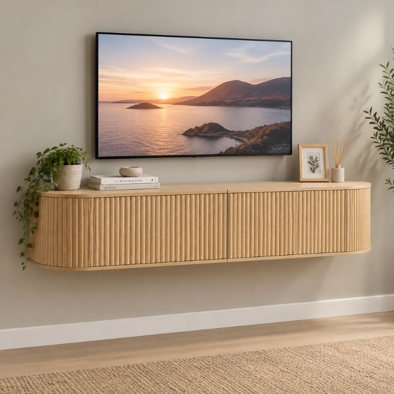 Meuble TV Suspendu 140 cm Bois - Frederik | Style Moderne pour Votre Salon