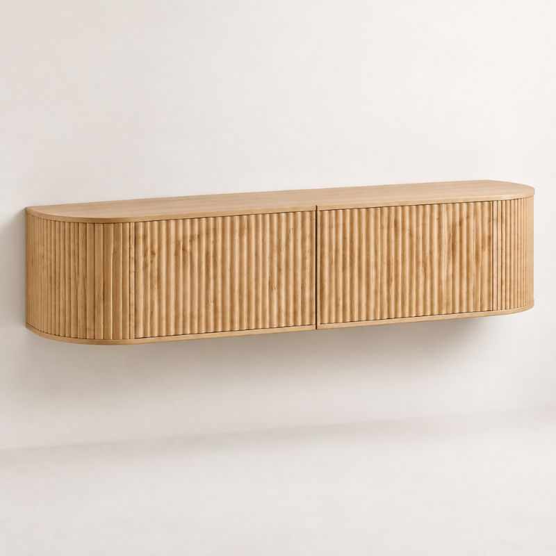 Meuble TV Suspendu 140 cm Bois - Frederik | Style Moderne pour Votre Salon