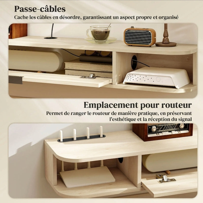 Meuble TV Suspendu 140 cm - Tor | Chic, Robuste et Fonctionnel