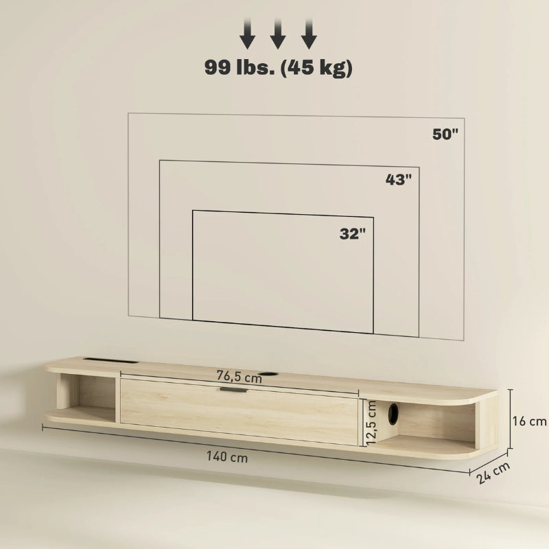 Meuble TV Suspendu 140 cm - Tor | Chic, Robuste et Fonctionnel