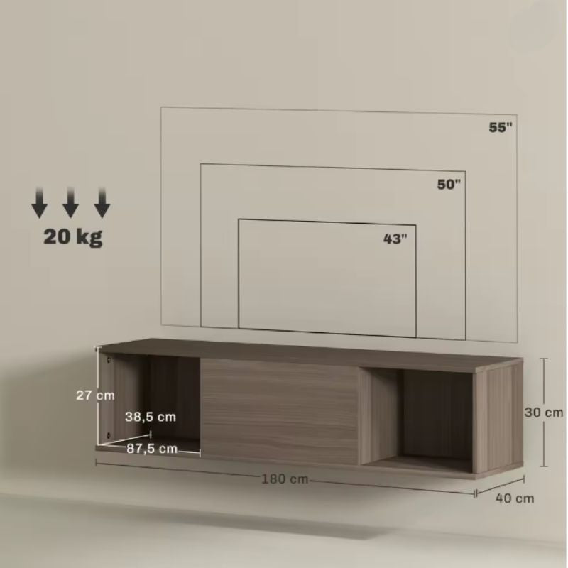 Meuble TV Suspendu 180 cm - Kristian | Le Meuble qui Sublime Votre Salon