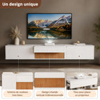 Meuble TV Suspendu Blanc 180 cm - Mikael | Chic, Robuste et Fonctionnel