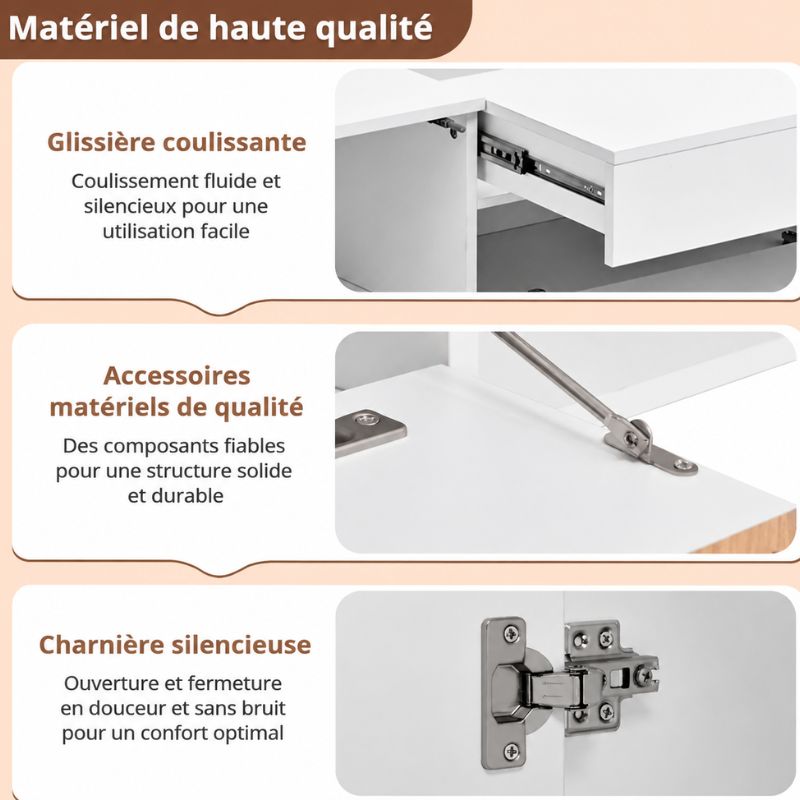 Meuble TV Suspendu Blanc 180 cm - Mikael | Chic, Robuste et Fonctionnel