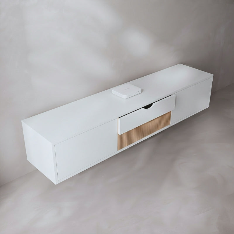Meuble TV Suspendu Blanc 180 cm - Mikael | Chic, Robuste et Fonctionnel