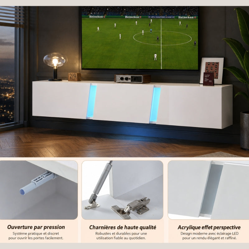 Meuble TV Suspendu Led - Trygve | Élégance et Praticité