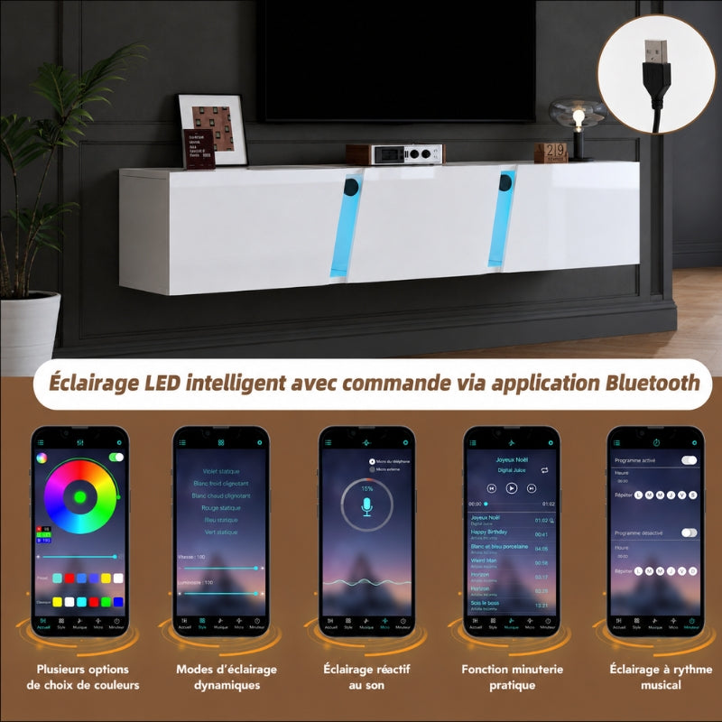 Meuble TV Suspendu Led - Trygve | Élégance et Praticité