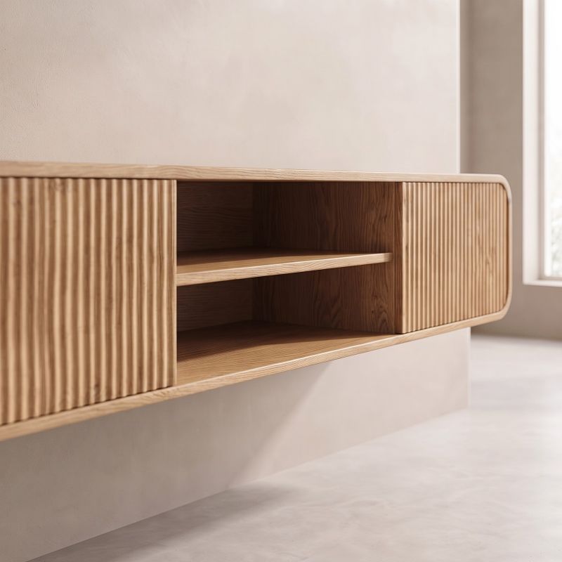 Meuble Tv Suspendu Bois 160 cm - Henzar  | Style Moderne pour Votre Salon