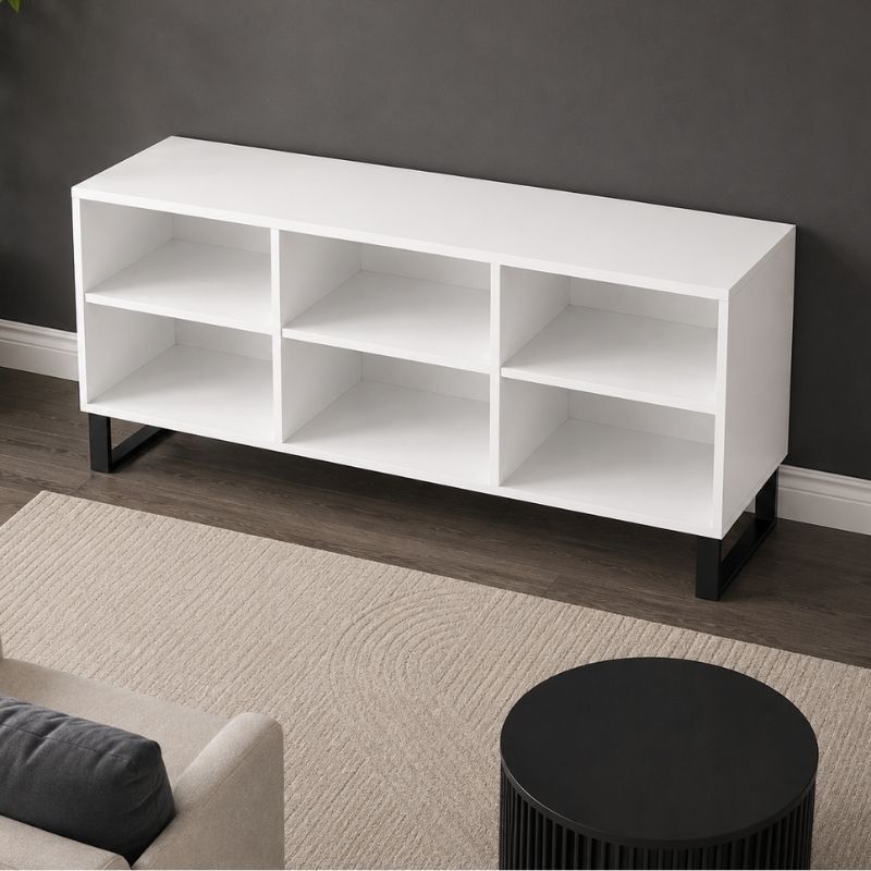 Petit Meuble TV Blanc et Bois - Tobias | Le Meuble qui Sublime Votre Salon