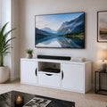 Petit Meuble TV Blanc et Bois - Leif | Chic, Robuste et Fonctionnel