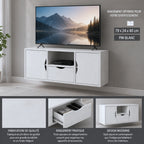 Petit Meuble TV Blanc et Bois - Leif | Chic, Robuste et Fonctionnel