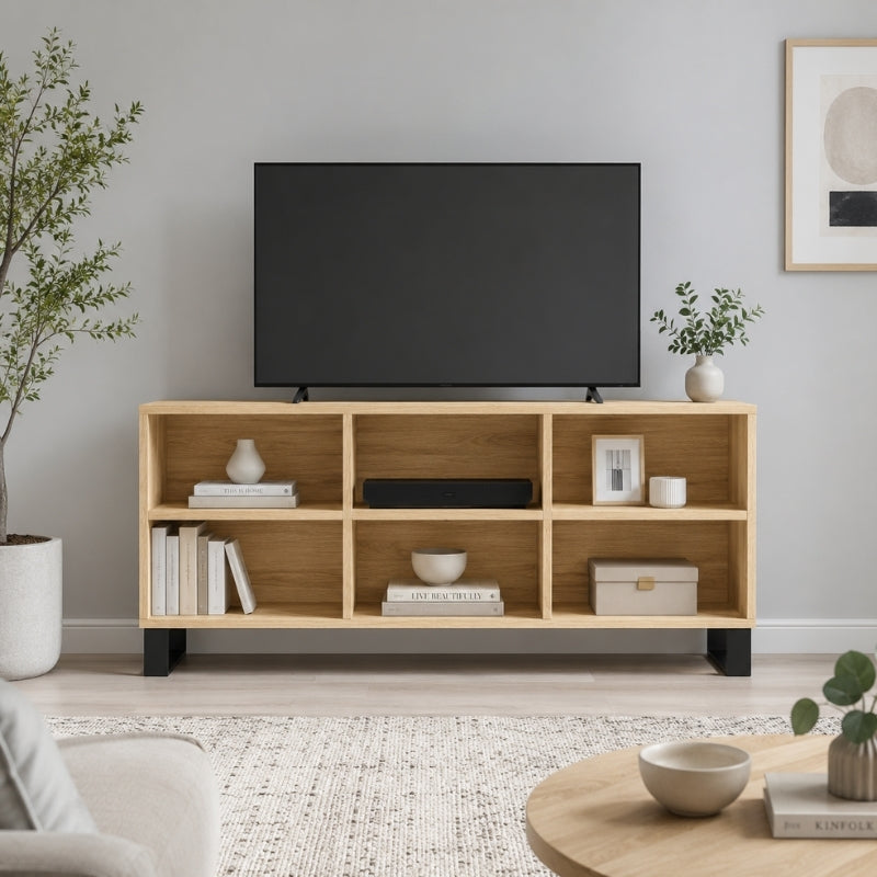 Petit Meuble TV Bois Massif - Villads | Chic, Robuste et Fonctionnel