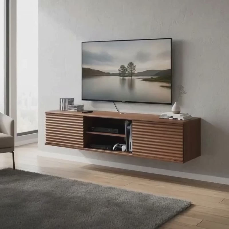 Meuble Tv Design Suspendu - Halvor | Noyer Massif